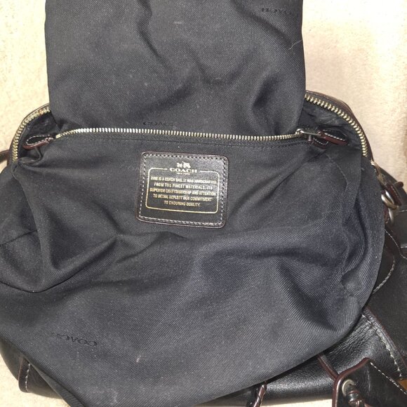 Coach Ace Satchel Black Leather with Whipstitch & Burgundy Trim - Picture 9 of 9